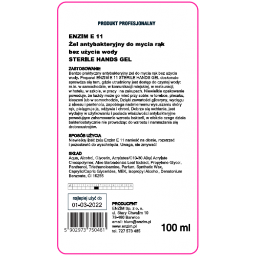 Żel do higienicznej dezynfekcji rąk bez użycia wody STERILE HANDS GEL 5L